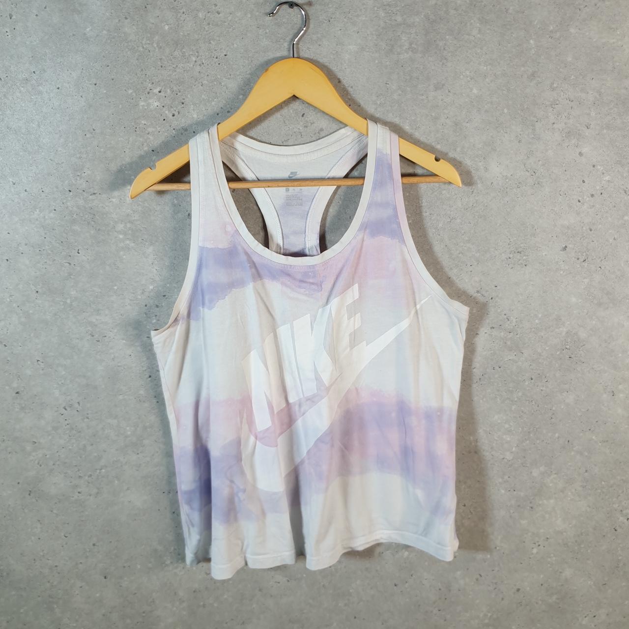 Vintage Nike Tie Dye Sports Vest Womens XL White Purple Logo Swoosh Athletic
