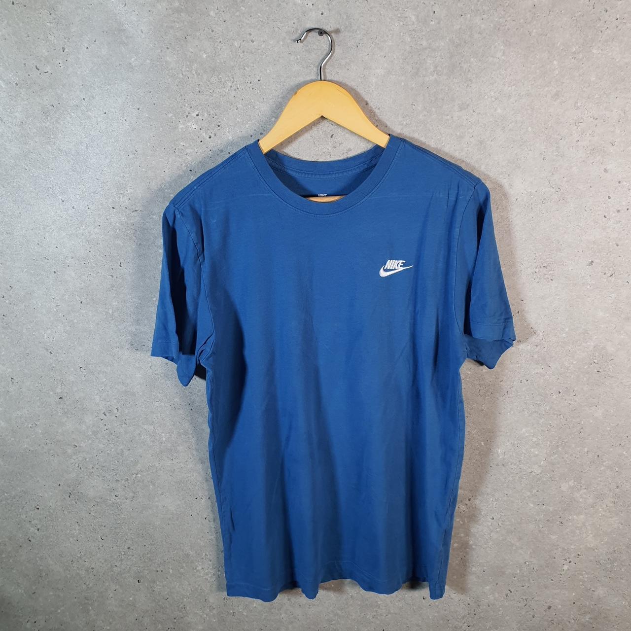 Vintage Nike Club T Shirt Shirt Men’s Small Blue Embroidered Logo Athletic C9761