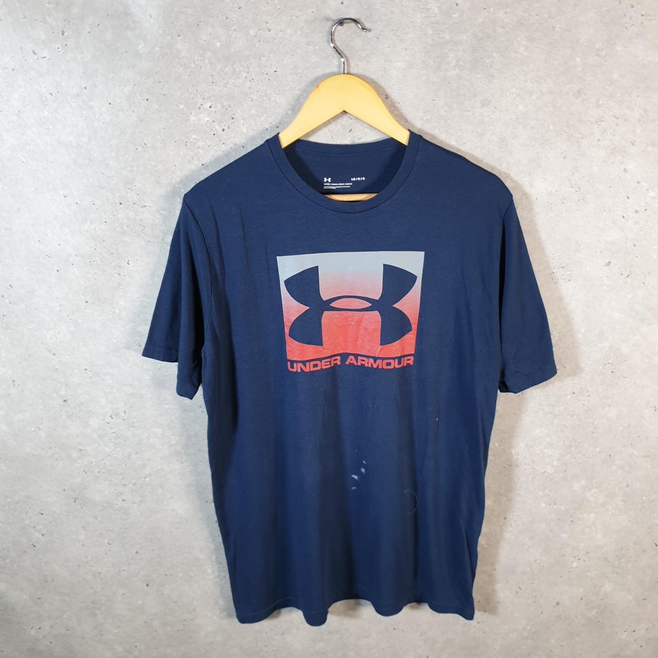 Vintage Under Armour Spellout T Shirt Shirt Men’s Large Navy Blue Sports Athletic