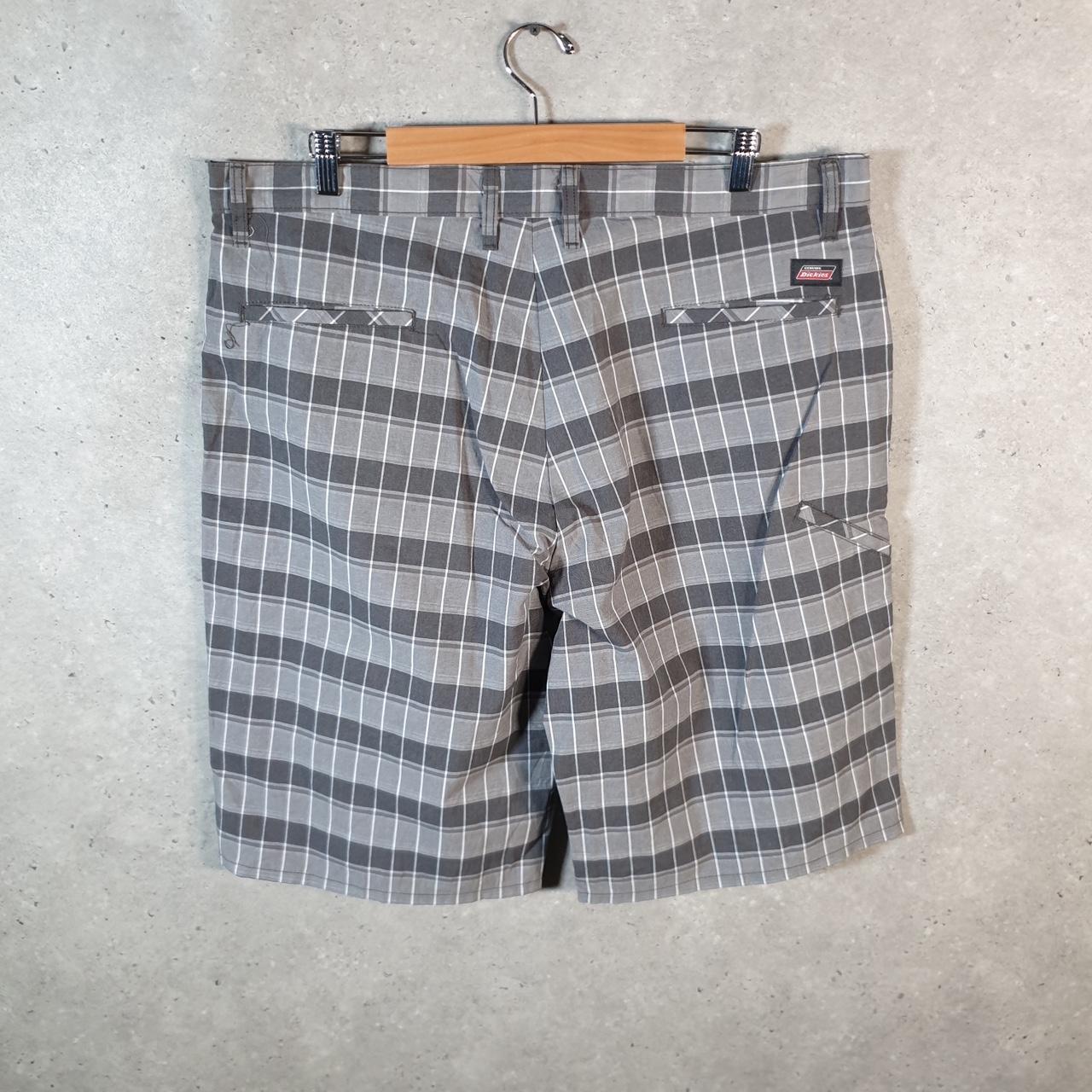Vintage Dickies Baggy Chino Shorts Jorts Cargo Mens W38 Grey Checkered Loose Fit