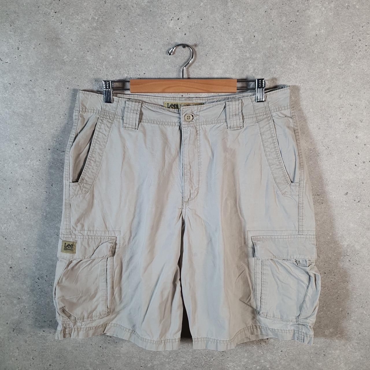 Vintage Lee Chino Shorts Jorts Cargo Mens W36 Brown Baggy Cotton A4449