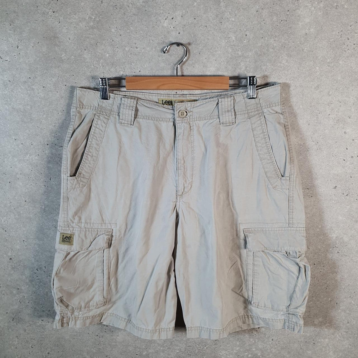 Vintage Lee Chino Shorts Jorts Cargo Mens W36 Brown Baggy Cotton A4449