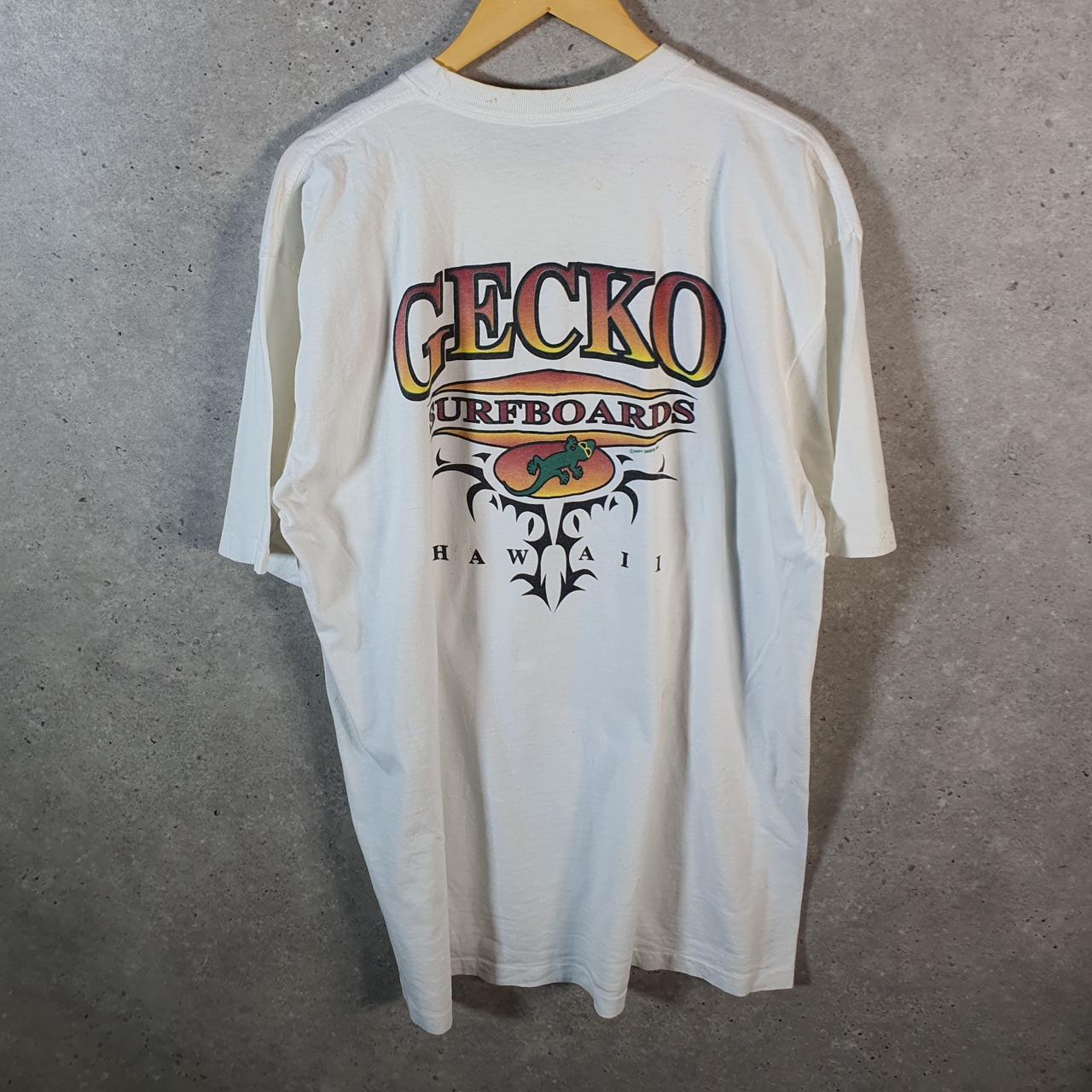 Vintage Gecko Hawaii Surdboards 90s USA Single Stitch T Shirt Men’s XL White