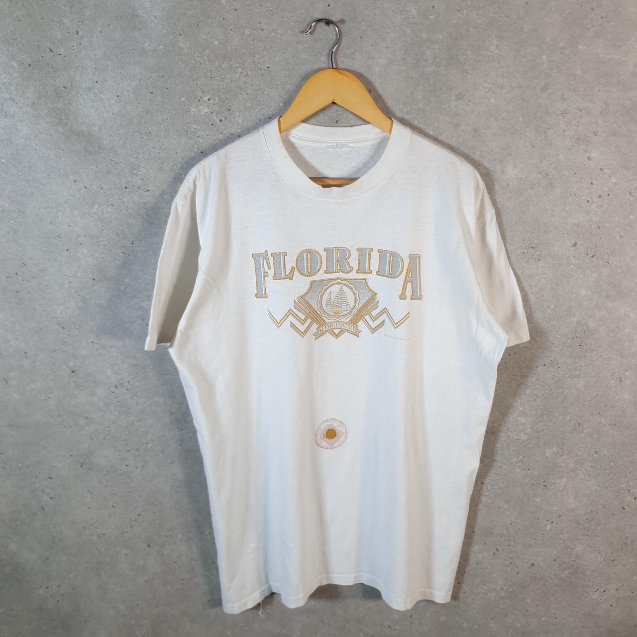 Vintage Florida Sun Shine State Boat Sail 90s T Shirt Men’s Large White Graphic