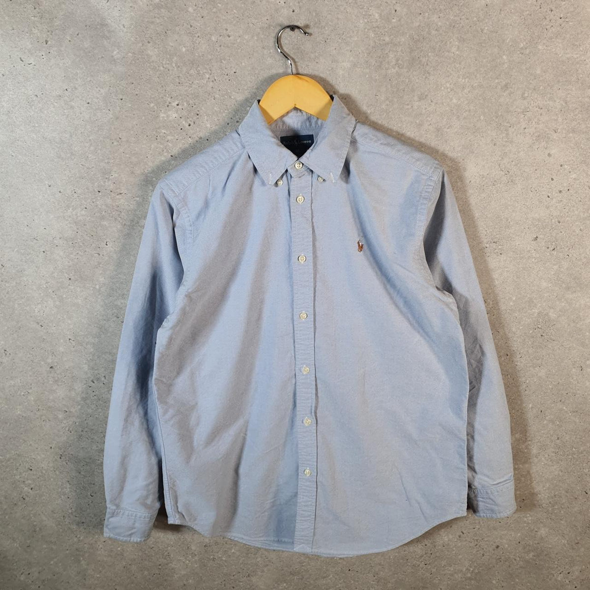 Vintage Ralph Lauren Button Down Shirt Womens Large Blue Classic Fit Pony