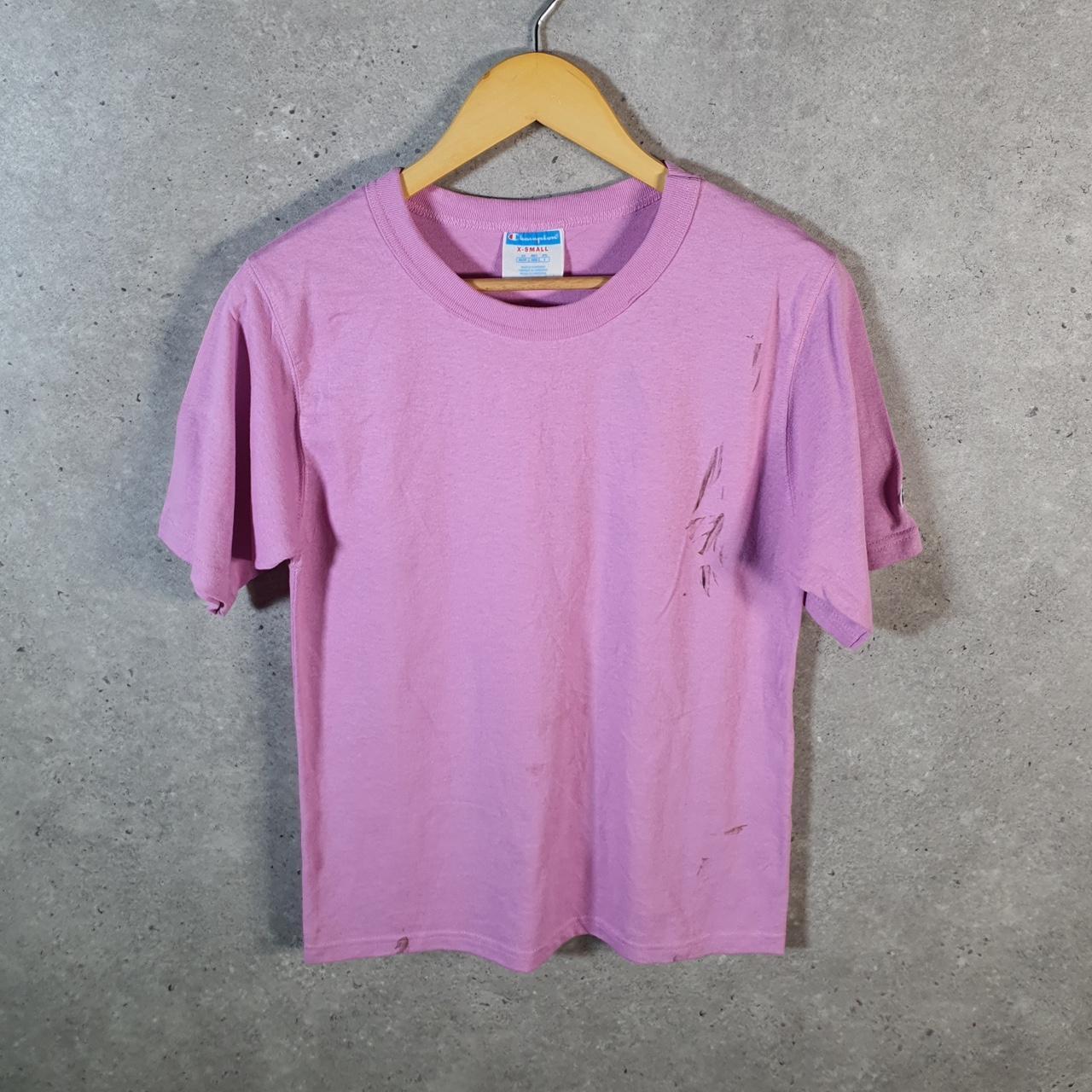 Vintage Champion Spellout T Shirt Men’s XS Pink Casual USA Athletic