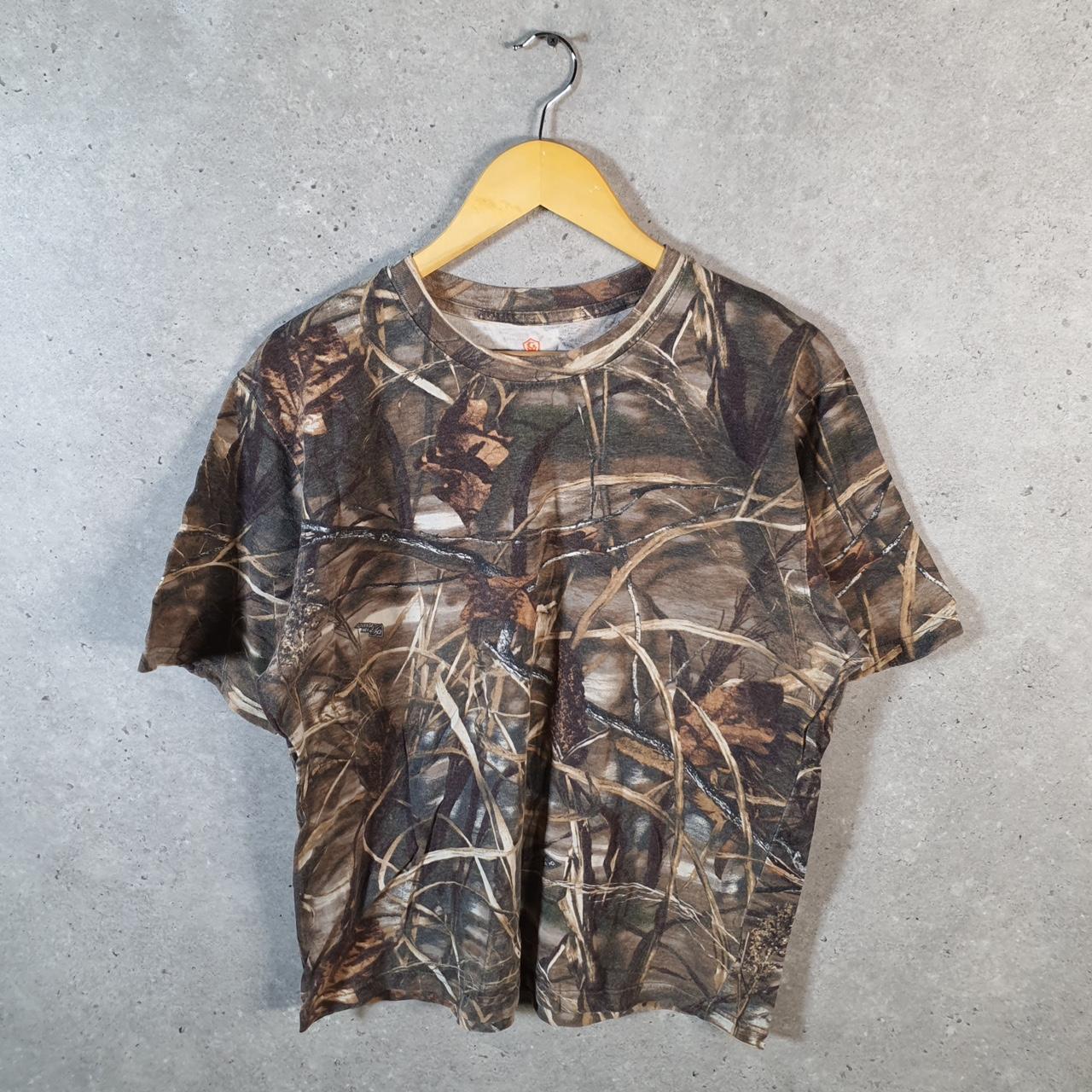 Vintage Game Winner RealTree Camoflauge T Shirt Mens M Camo Short Sleeve