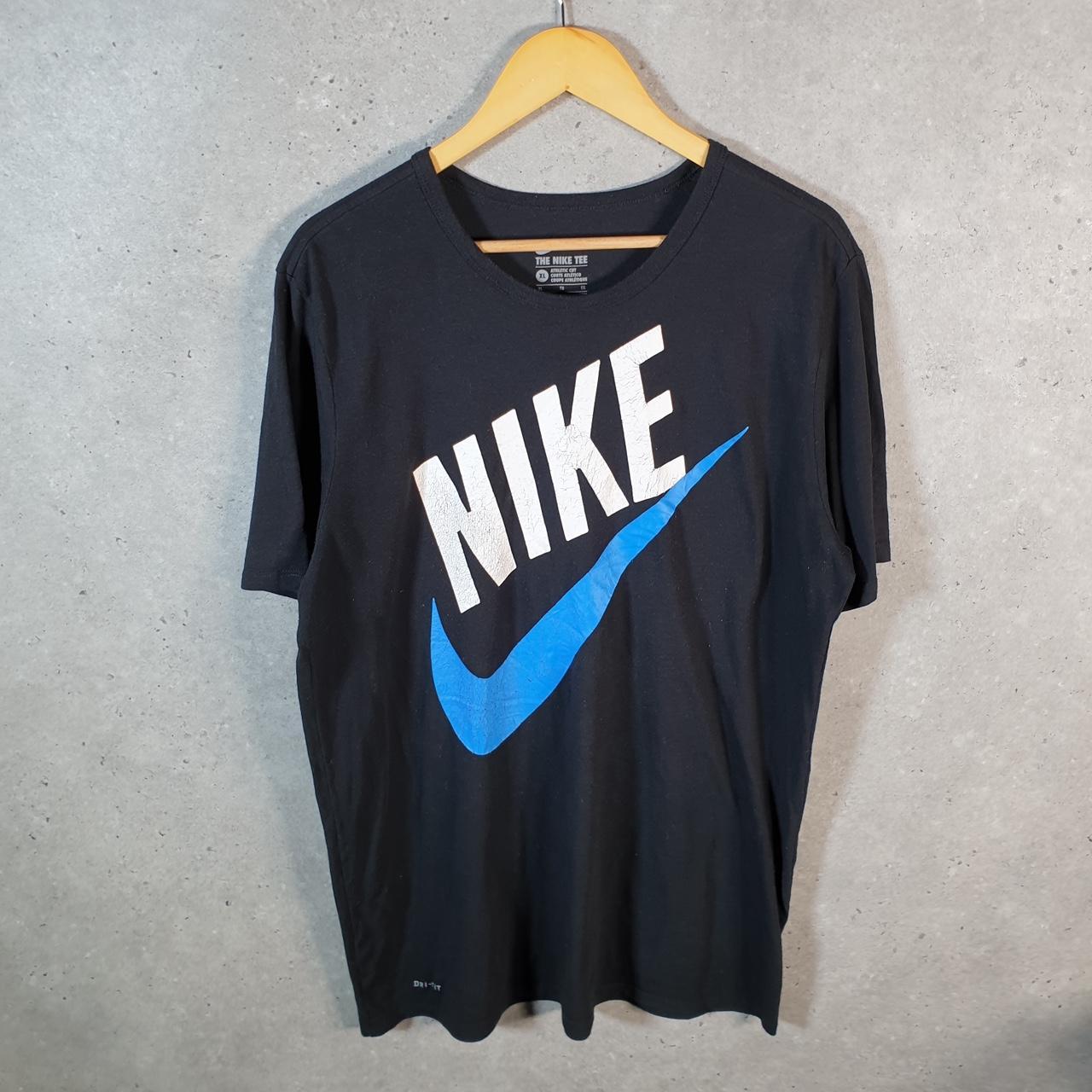 Vintage Nike Club Dri Fit Spellout T Shirt Men’s XL Black Graphic Swoosh Athletic