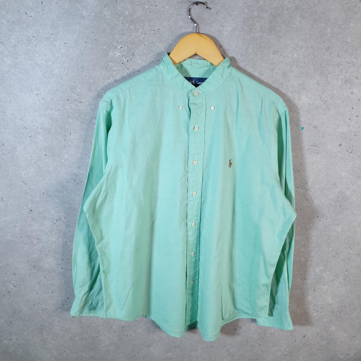 Vintage Ralph Lauren Button Down Shirt Men’s Large Blue Cotton Classic Fit Pony