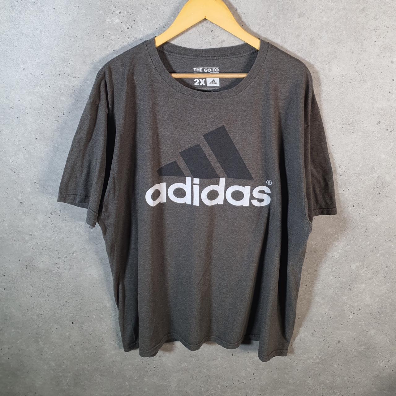 Vintage Adidas Go To Tee T Shirt Men’s 2XL Grey Three Stripes Logo Athletic