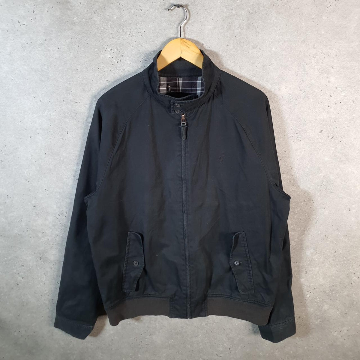 Vintage Ralph Lauren Polo Harrington Bomber Jacket Men’s Large Black Pony Full Zip Big Fish Vintage
