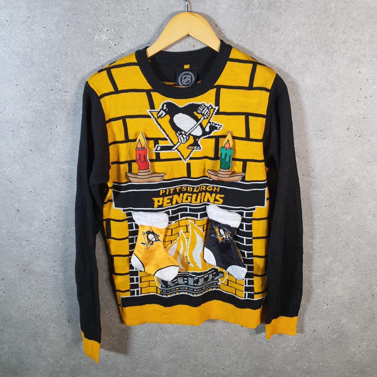 Vintage NHL Pittsburgh Penguins 90s Knit Sweater Men’s Small Black Y2K Pullover American