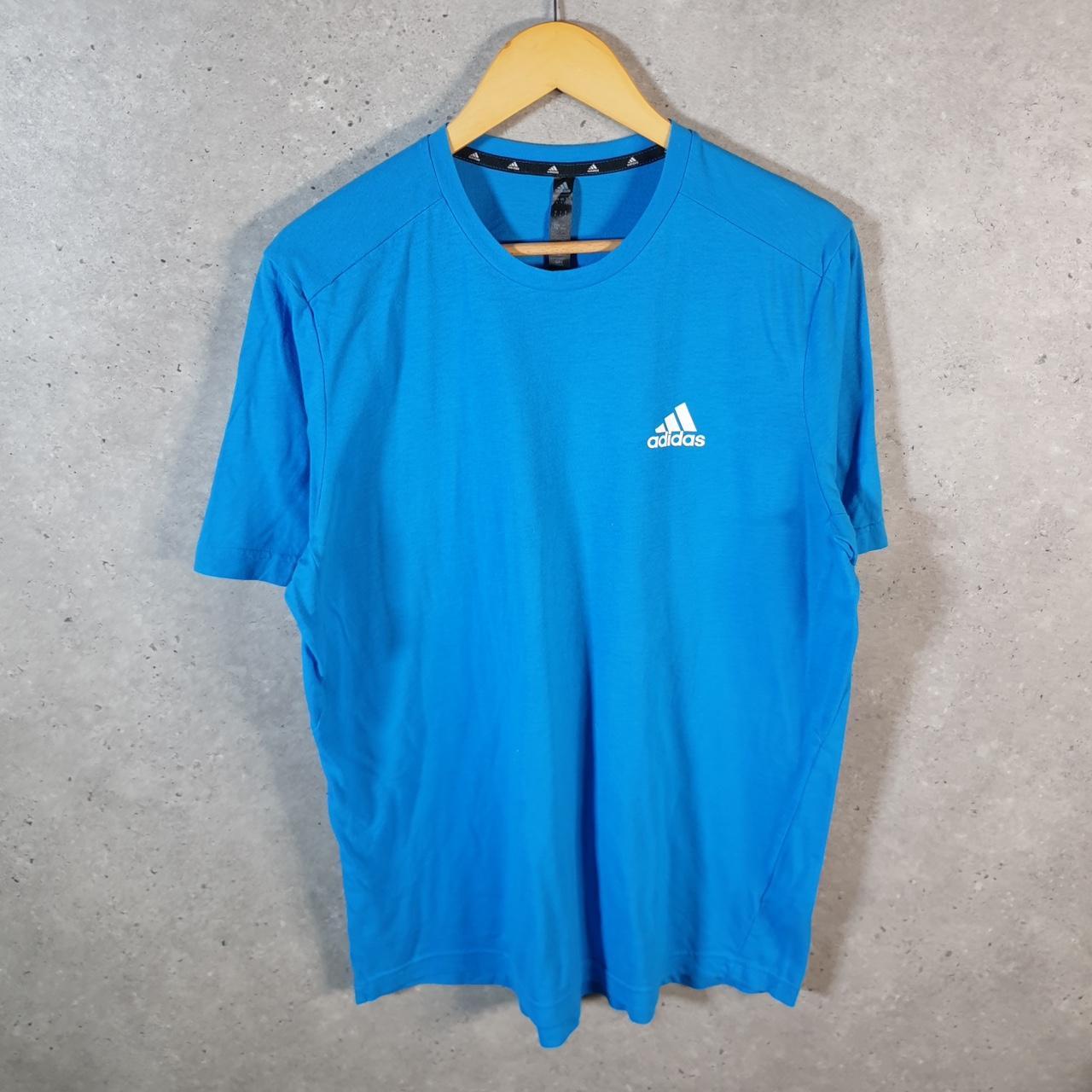 Vintage Adidas Spellout T Shirt Men’s Large Blue Three Stripes Athletic