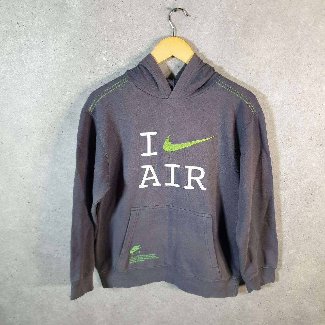 Vintage Nike Air Spellout Hoodie Womens Medium Grey Swoosh Y2K Pullover