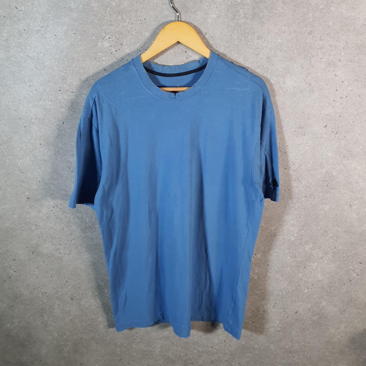 Vintage Adidas T Shirt Men’s Large Blue Three Stripes Athletic Logo