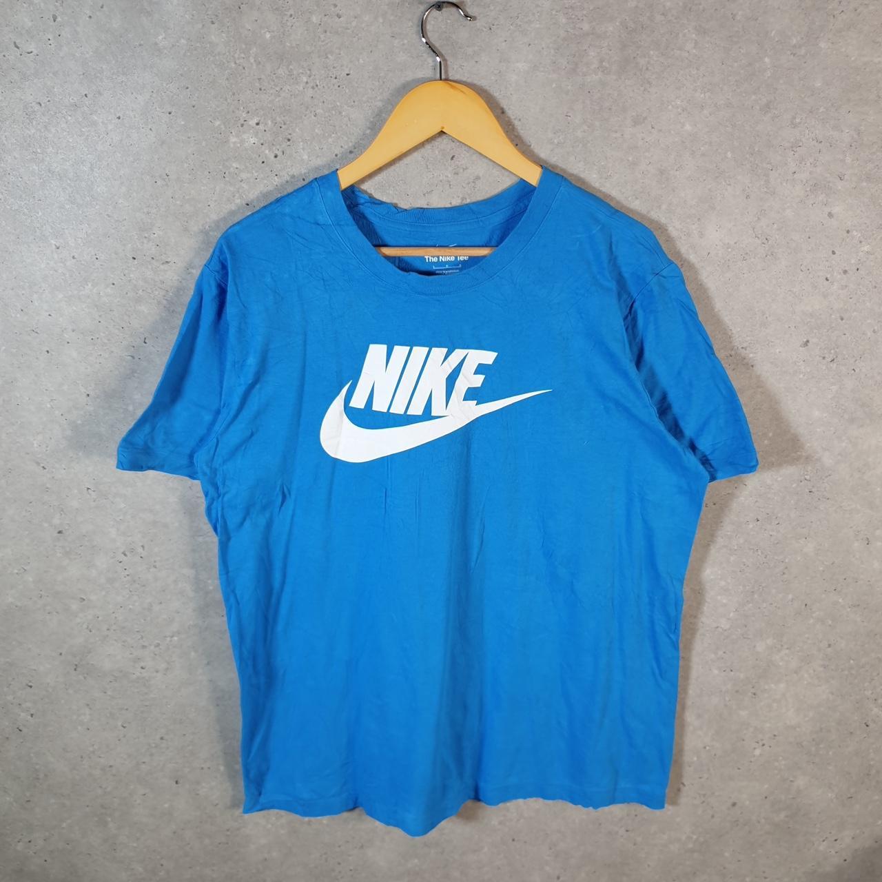 Vintage Nike Club Printed T Shirt Men’s Large Casual Blue Swoosh Athletic