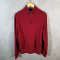 Vintage Eddie Bauer Knit Sweater Men’s Large Red Y2K Pullover Quarter Zip