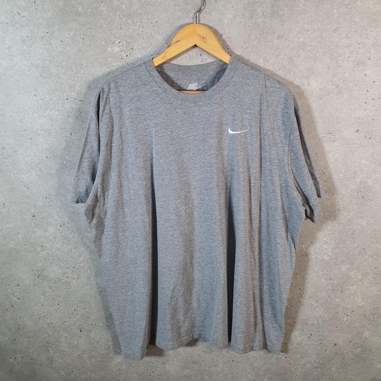 Vintage Nike T Shirt Men’s 2XL Grey Embroidered Single Swoosh Logo Athletic Big Fish Vintage