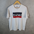 Vintage Levis Spellout T Shirt Shirt Men’s Large White Logo Athletic Casual