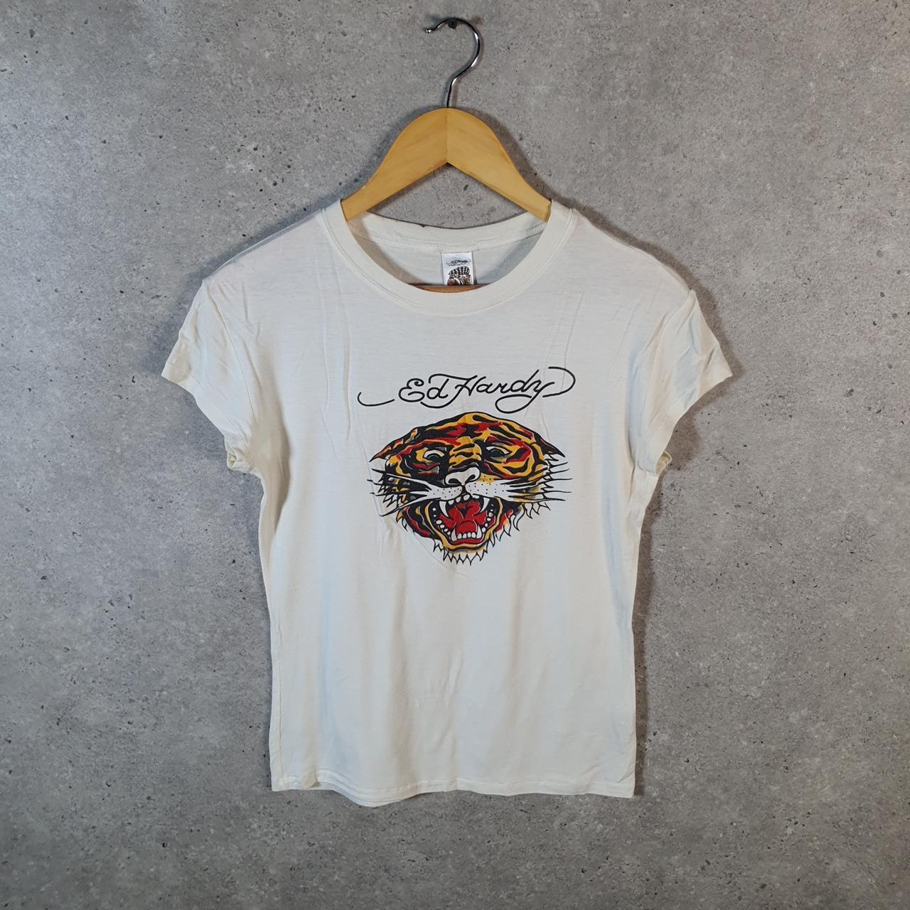 Vintage Ed Hardy T Shirt Womens Large Christian Audigier Love Heart Graphic Skull Y2K