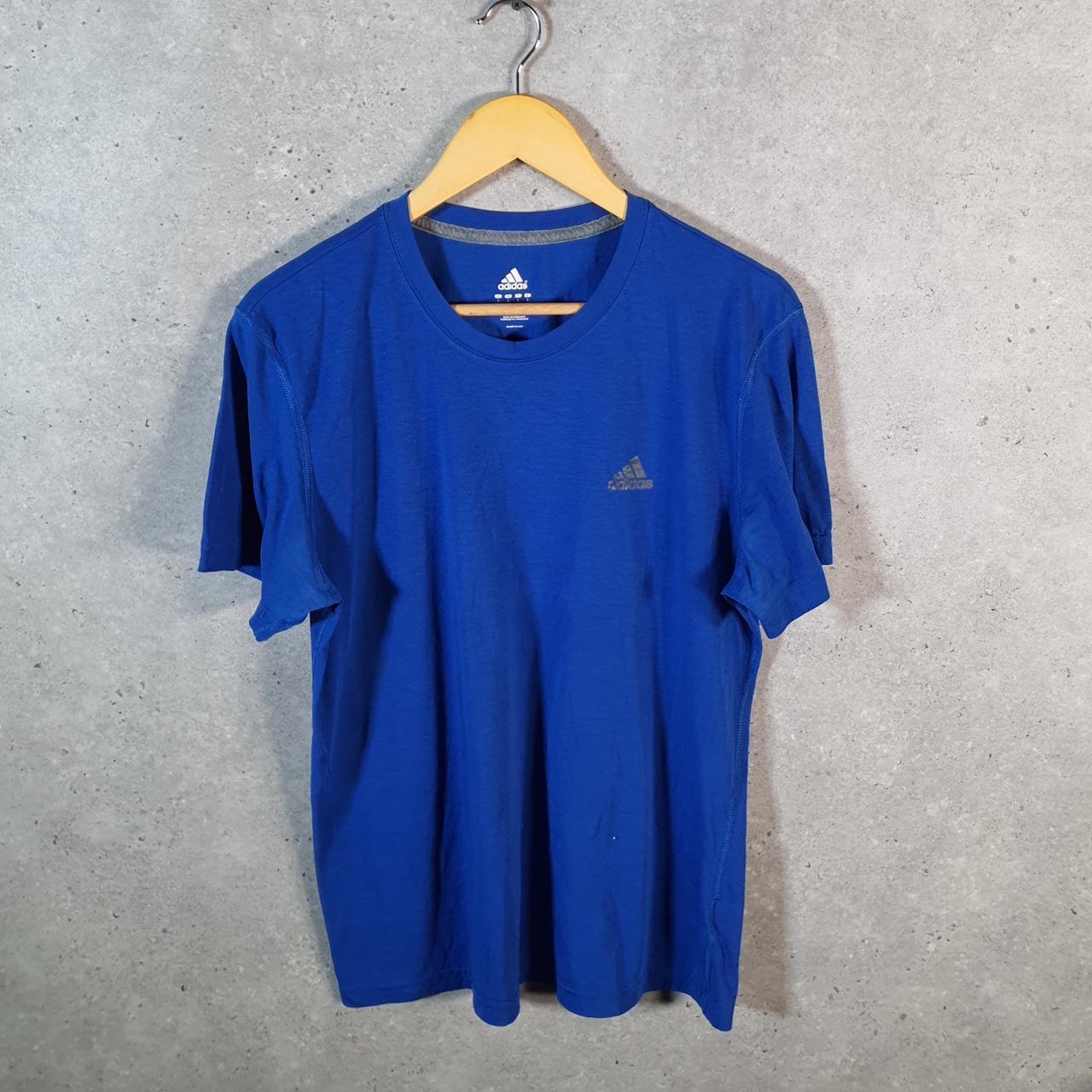 Vintage Adidas ClimaLite T Shirt Men’s Large Blue Three Stripes Logo Athletic