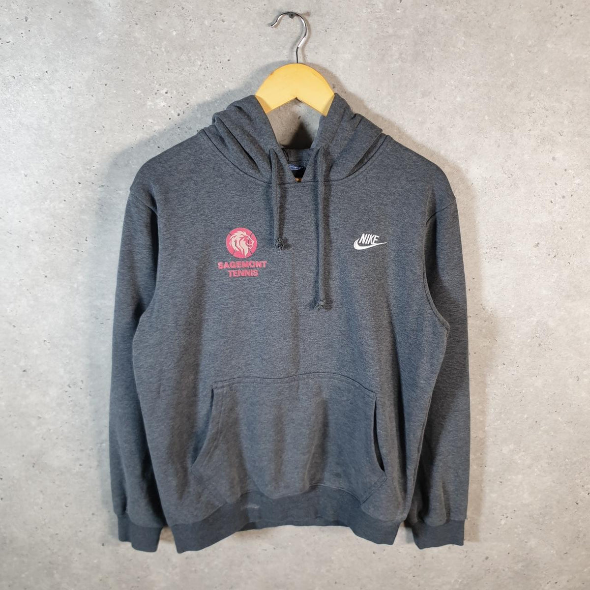 Vintage Nike Club Embroidered Hoodie Men’s Small Grey Swoosh Y2K Pullover