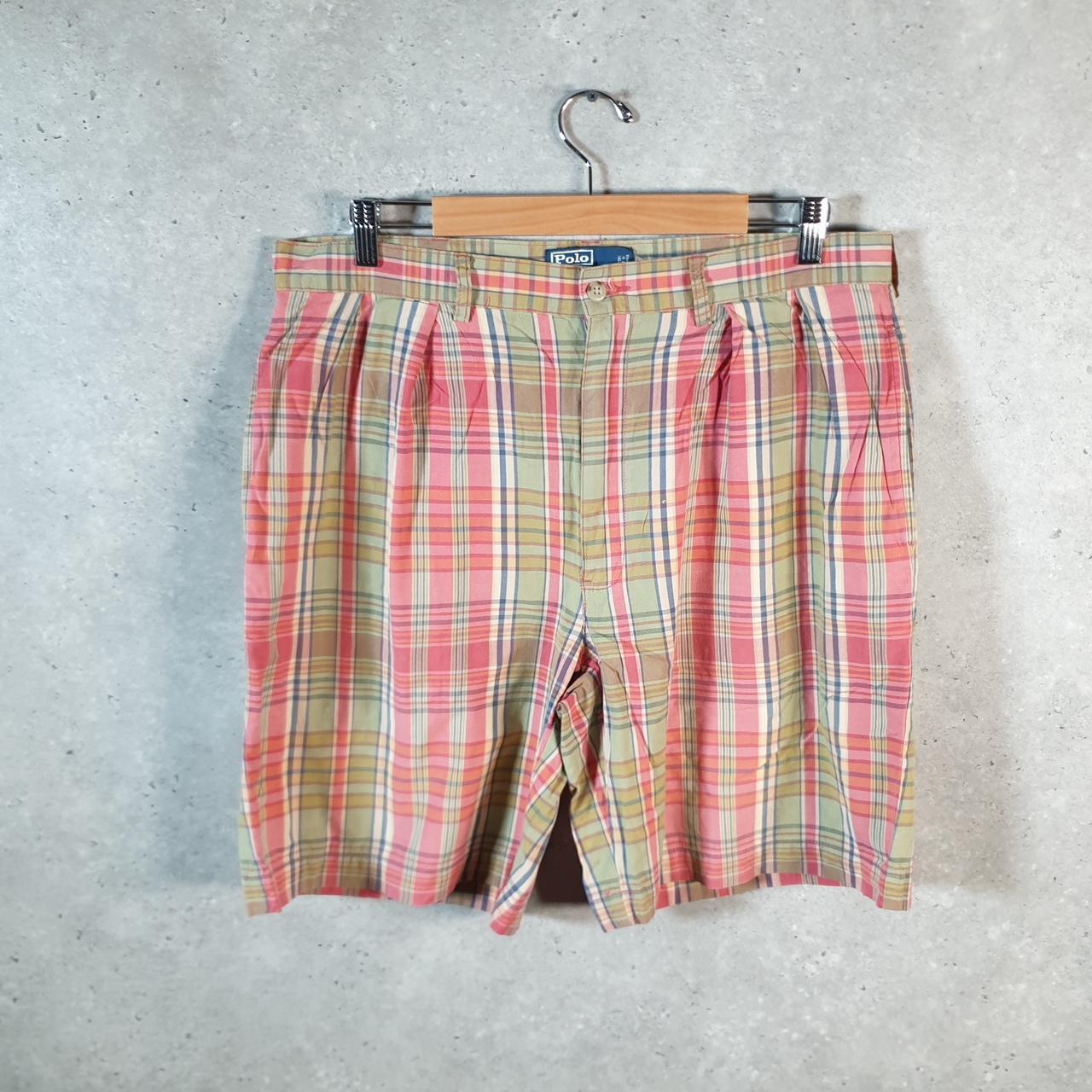 Vintage Ralph Lauren Polo Shorts Jorts Chino Cargo Men’s W35 Checkered Baggy Cotton A4340