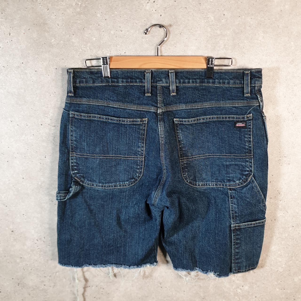 Vintage Dickies Baggy Denim Jean Shorts Jorts Cargo Mens W34 Blue Loose Fit