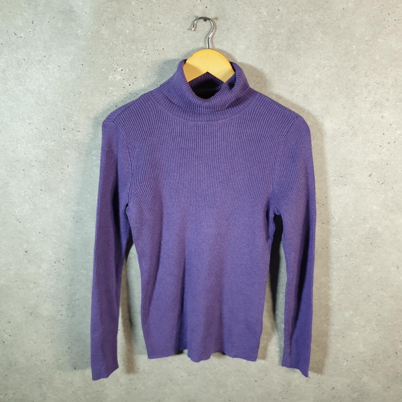 Vintage Ralph Lauren Polo Knit Sweater Womens Medium Purple Cotton Pullover