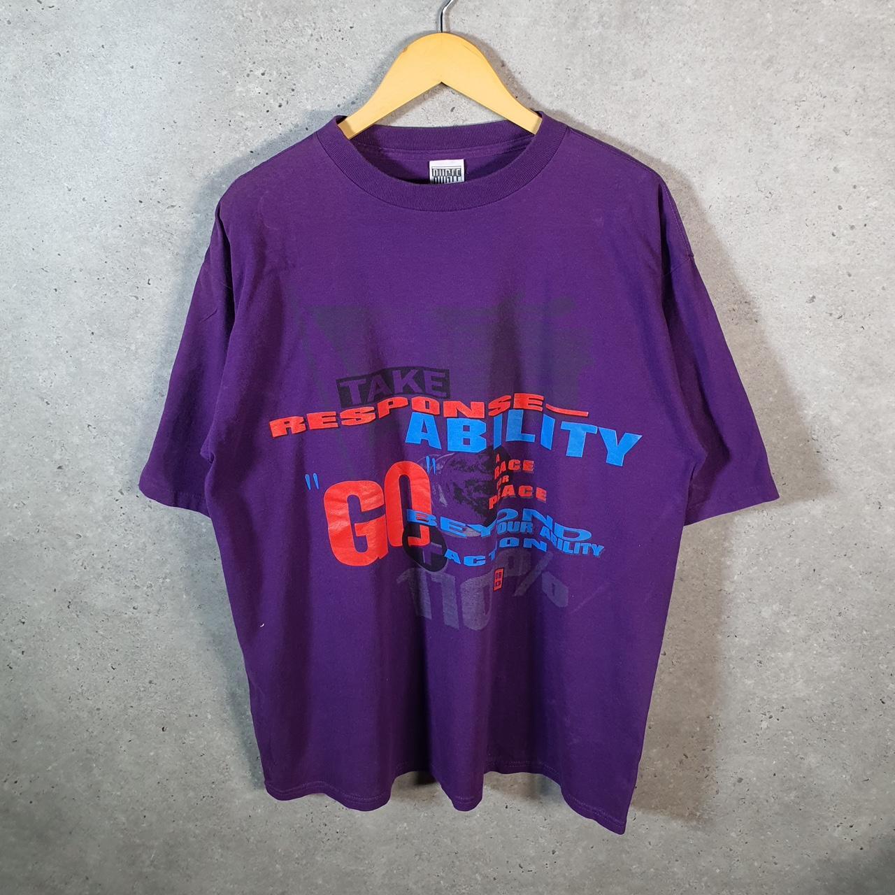 Vintage Bugle Boy Spellout 90s USA Single Stitch T Shirt Men’s XL Purple