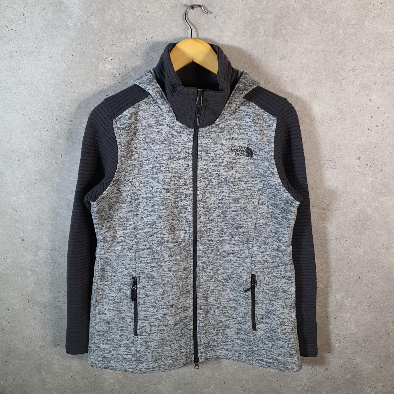 Vintage The North Face TNF Teddy Fleece Hoodie Womens M Grey Full Zip Logo
