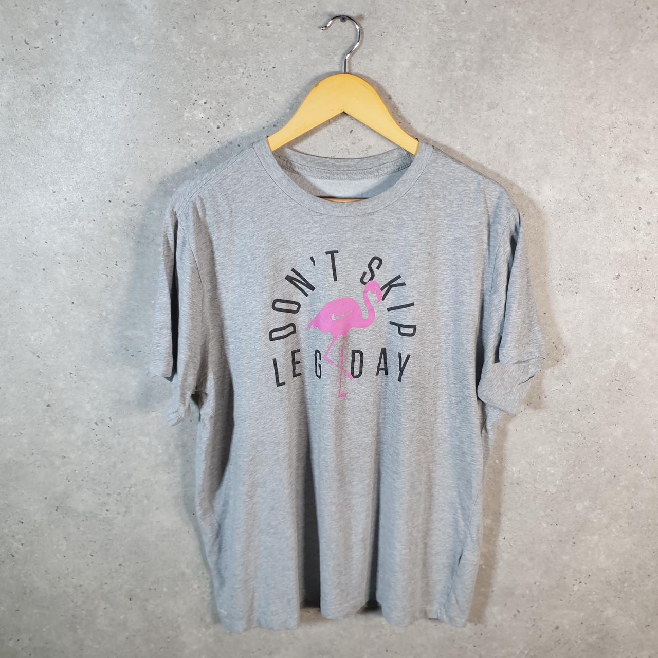 Vintage Nike Dri Fit Dont Skip Leg Day T Shirt Men’s Large Grey Logo Swoosh Athletic C9773