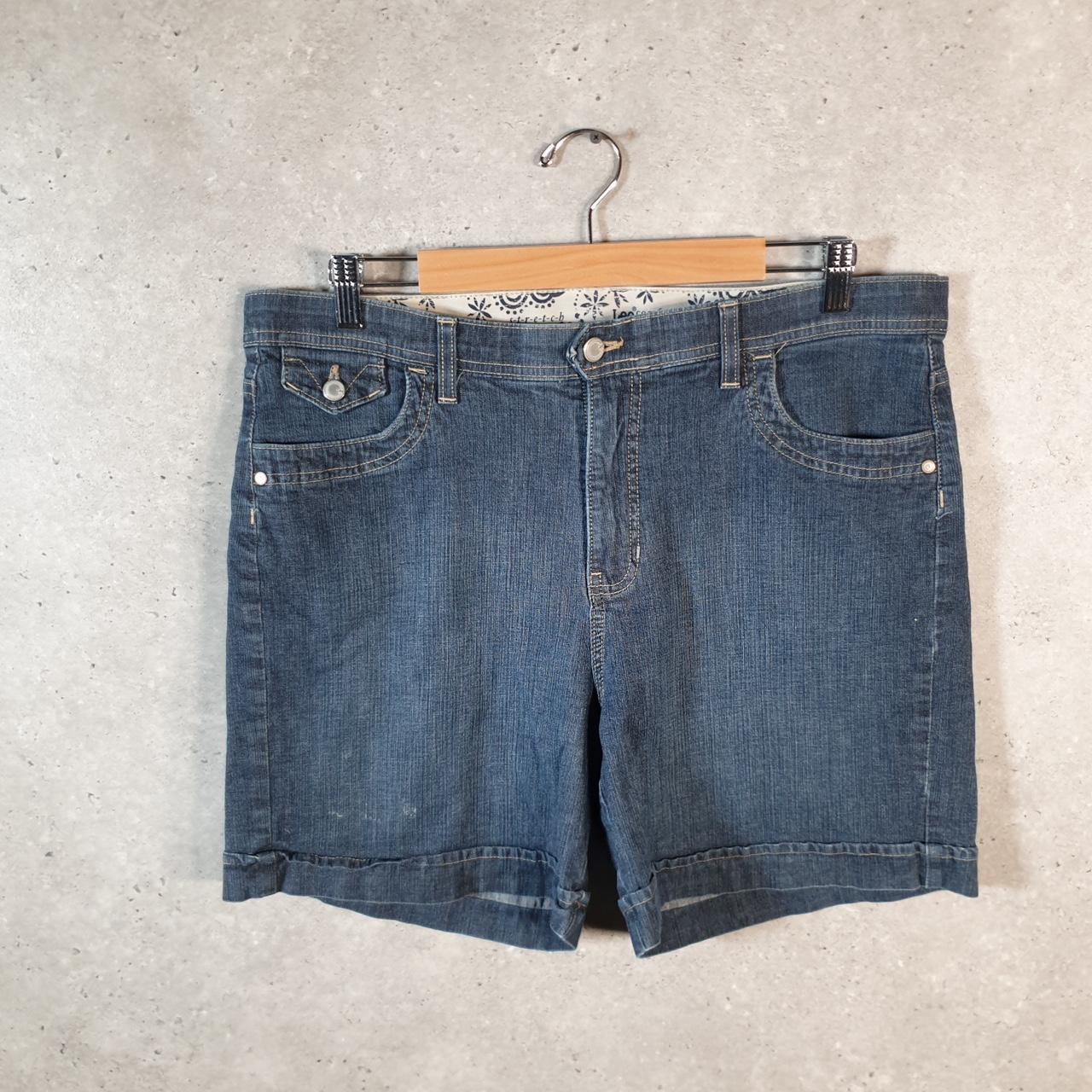 Vintage Lee Baggy Shorts Jorts Cargo Womens W36 Blue Relaxed Denim