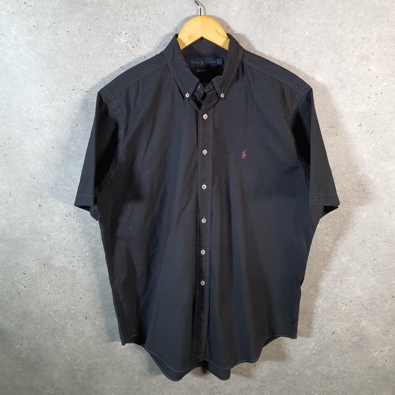 Vintage Ralph Lauren Button Down Shirt Men’s Small Black Checkered Classic Cotton Pony Casual C8472