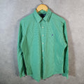 Vintage Ralph Lauren Button Down Shirt Men’s Medium Green Checkered Classic Fit Cotton Pony