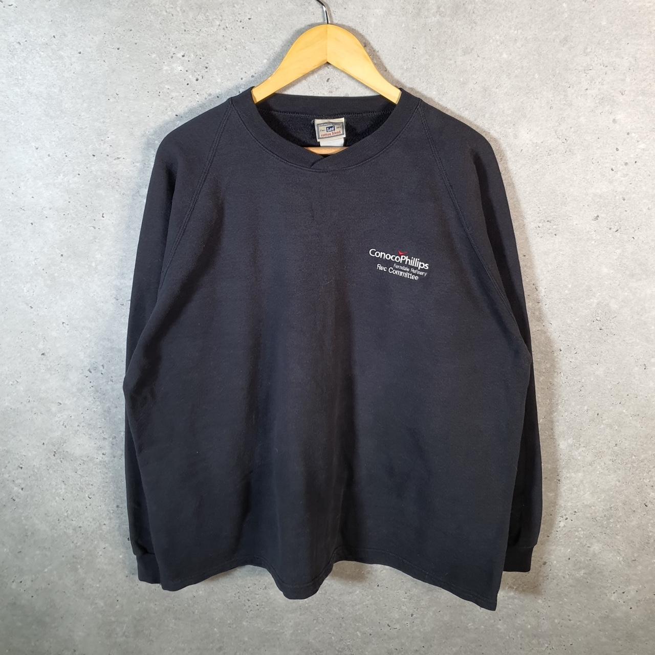 Vintage Lee Cotton Blend Sweatshirt Men’s XL Black USA ConocoPhillips Ferndale Refinery