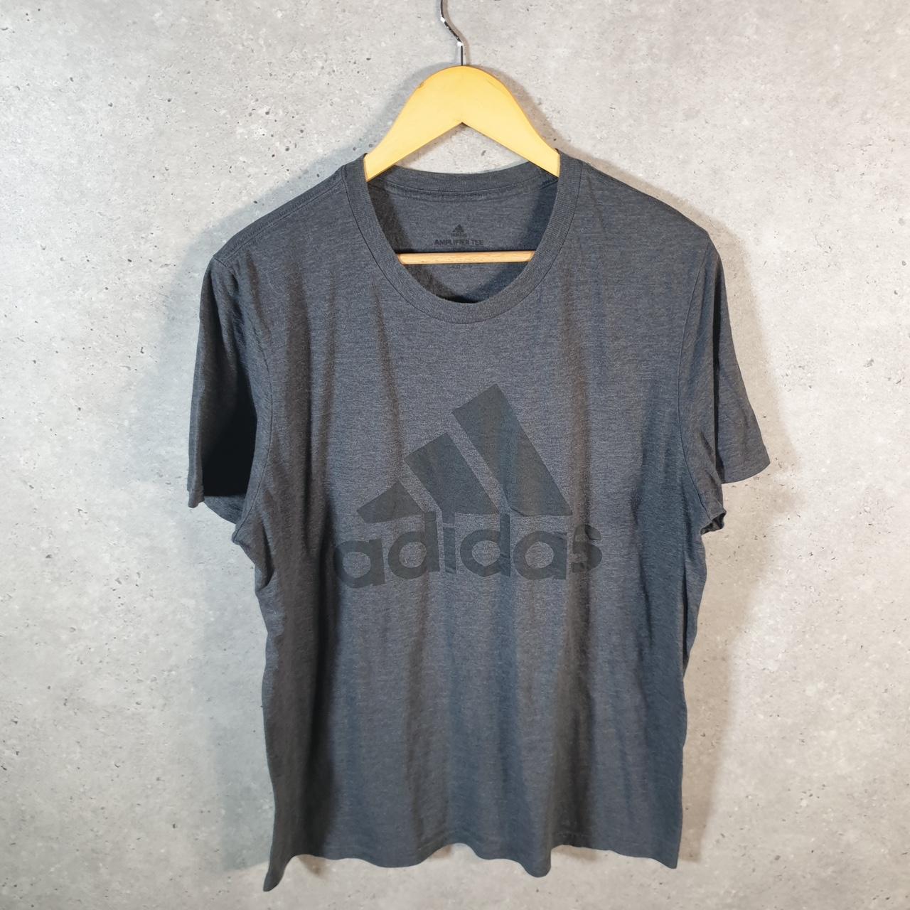 Vintage Adidas Amplifier T Shirt Men’s Large Grey Three Stripes Logo Athletic