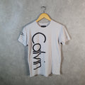 Vintage Calvin Klein Spellout T Shirt Men’s XS White Casual Sports C9838