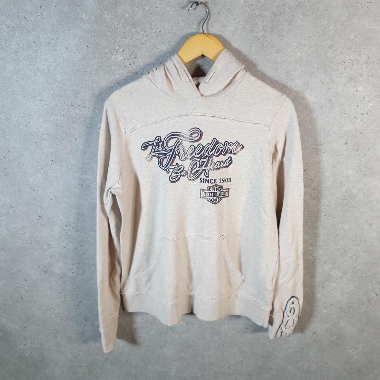 Vintage Harley Davidson Let Freedom Be Heard Hoodie Womens Large Brown