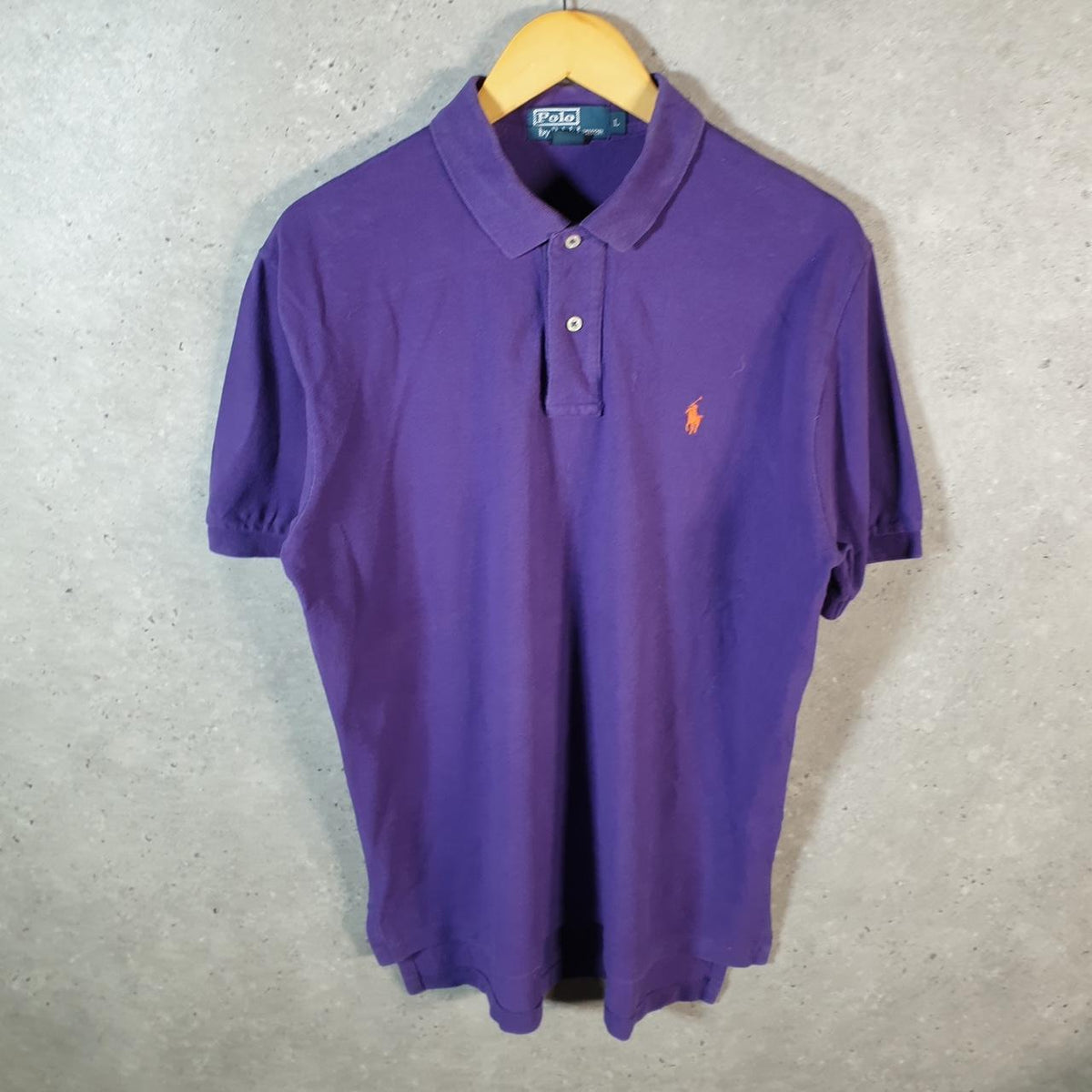 Vintage Ralph Lauren Polo Shirt Men’s Large Purple Cotton Embroidered Pony