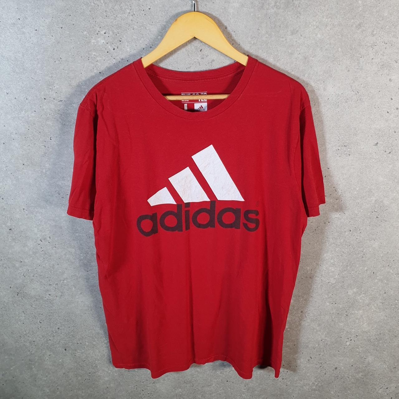 Vintage Adidas Go To Tee T Shirt Men’s Large Red Three Stripes Logo
