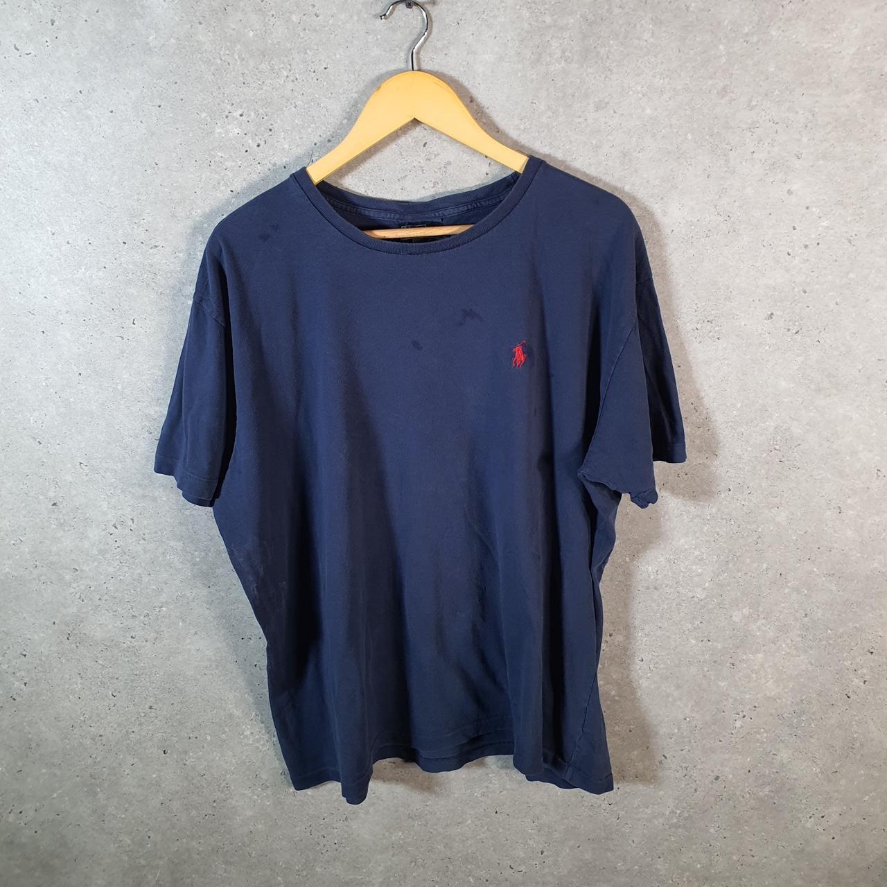 Vintage Ralph Lauren Polo T Shirt Men’s Large Blue Embroidered Custom Fit Pony