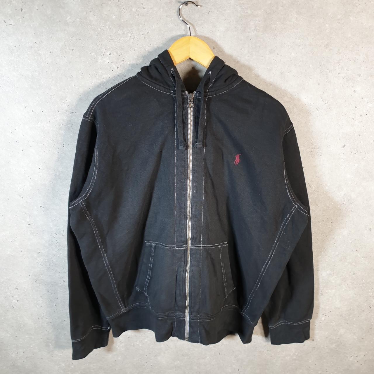 Vintage Ralph Lauren Polo Heavyweight Hoodie Men’s XL Black Cotton Full Zip Pony