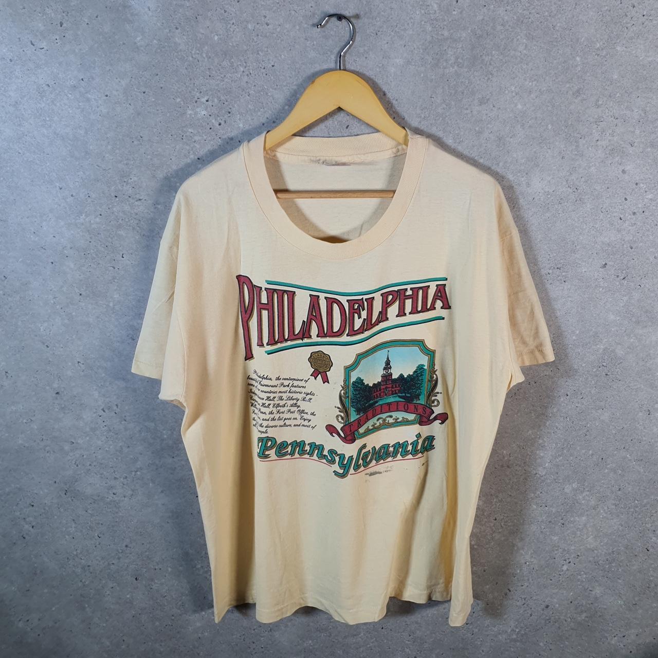 Vintage Anvil Pennsylvania Philadelphia 90s USA Single Stitch T Shirt Men’s XL Yellow