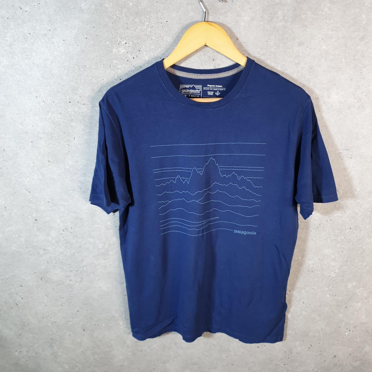Vintage Patagonia Organic Cotton T Shirt Men’s Small Navy Blue Regular Fit Spellout Logo