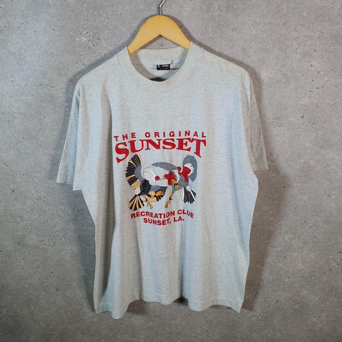 Vintage Fruit of the Loom Sunset Recreation Los Angeles 90s USA Single Stitch T Shirt Men’s XL Grey C9495