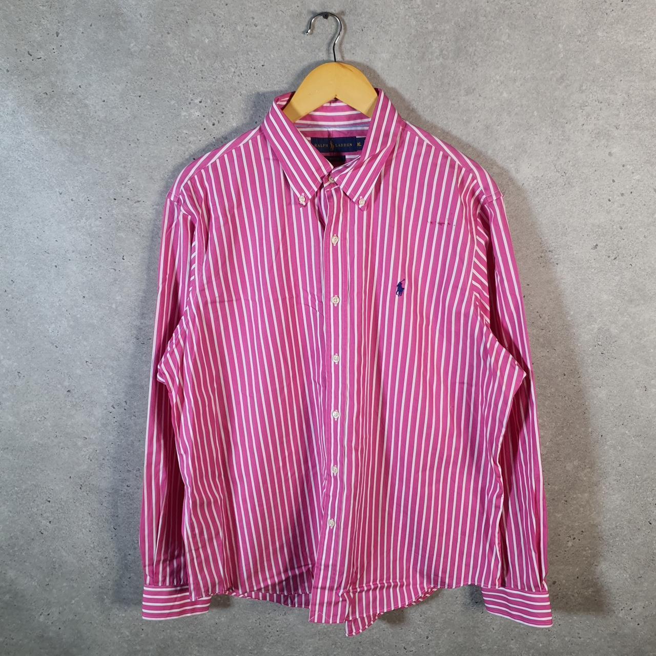 Vintage Ralph Lauren Button Down Shirt Men’s XL Pink Striped Classic Fit Pony