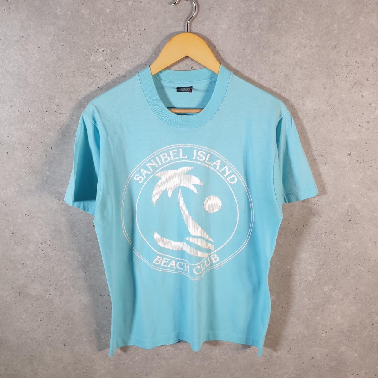 Vintage Screen Stars Sanibel Island Beach Club 90s USA Single Stitch T Shirt Men’s Large Blue