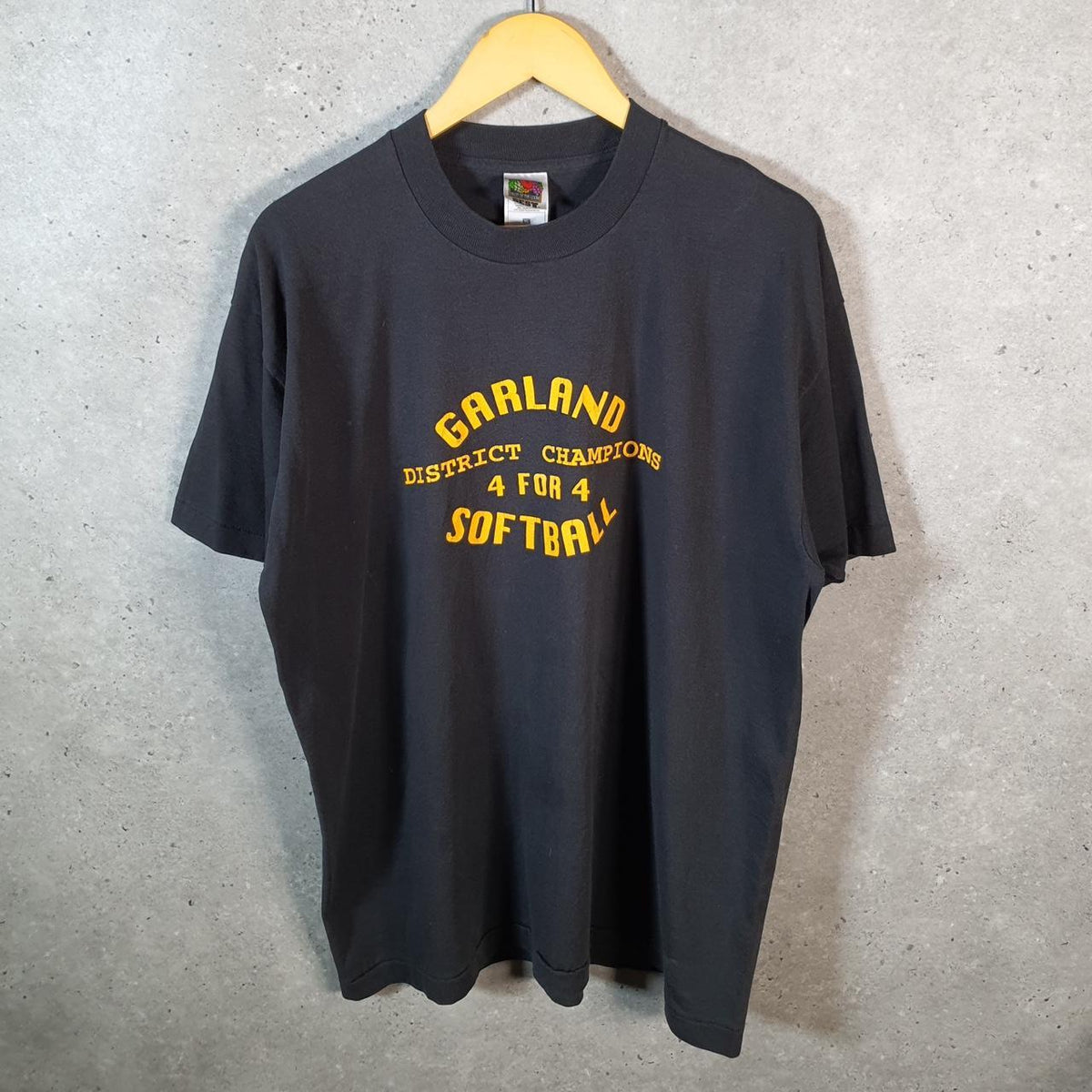 Vintage Fruit of the Loom Garland Softball 90s USA Single Stitch T Shirt Men’s XL Black C9652