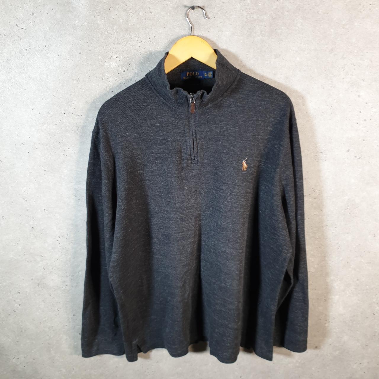 Vintage Ralph Lauren Polo 1/4 Zip Sweatshirt Men’s XL Grey Cotton Estate Rib Pony